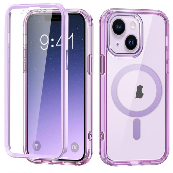 For iPhone 14 2 in 1 Colorful Magnetic PC + TPU Phone Case(Light Purple)