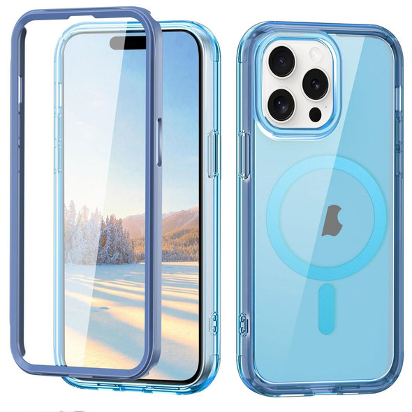 For iPhone 15 Pro Max 2 in 1 Colorful Magnetic PC + TPU Phone Case(Blue)