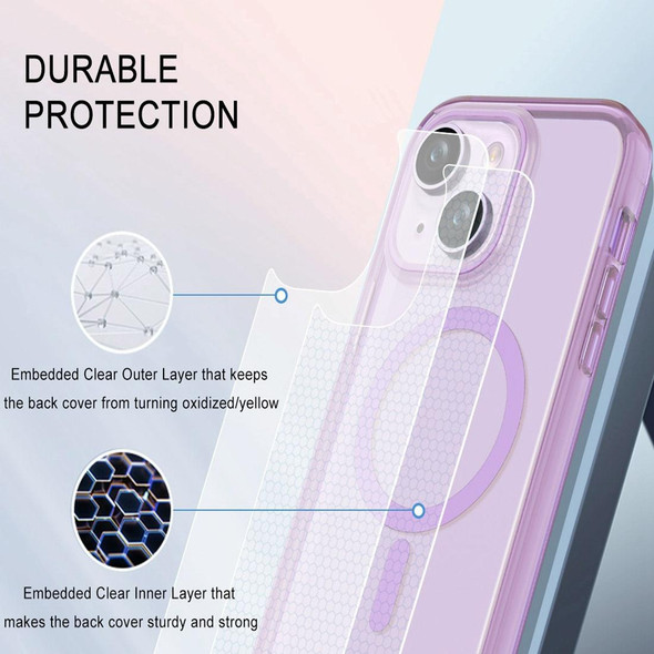 For iPhone 15 Plus 2 in 1 Colorful Magnetic PC + TPU Phone Case(Light Purple)
