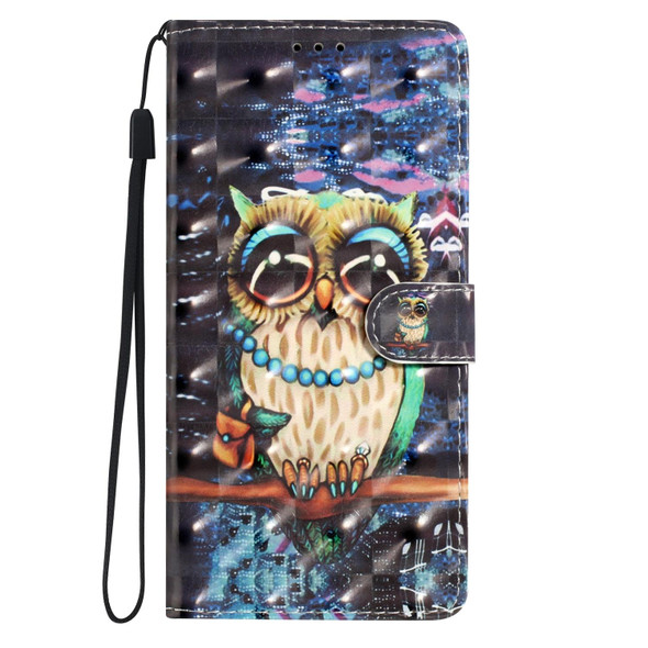 For iPhone 16 Plus 3D Pattern Leather Phone Case(Big-eyed owl)