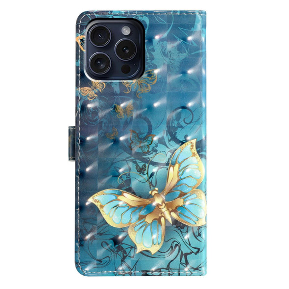 For iPhone 16 Pro Max 3D Pattern Leather Phone Case(3D Butterfly)