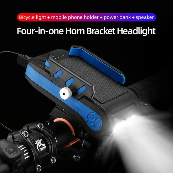 BG-2021 Bicycle Front Light 4 In 1 Mobile Phone Holder Horn Light Mountain Bike Front Light, Colour: 2400 MAH Red