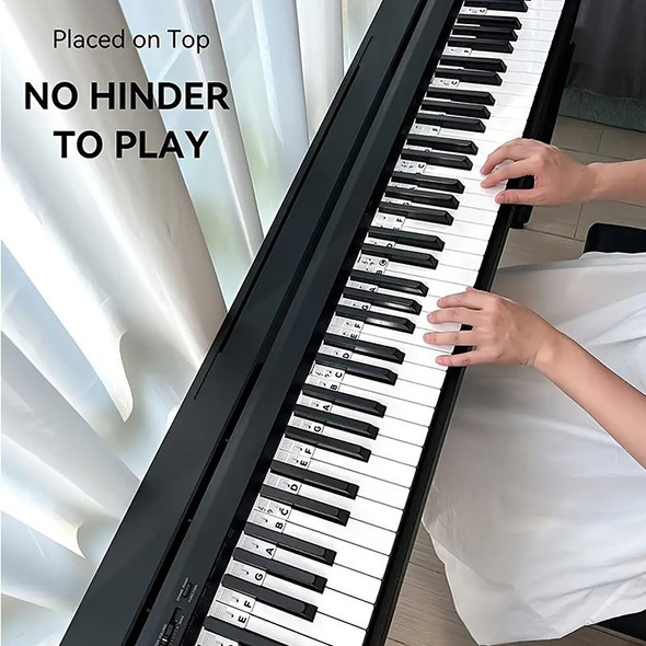 Luminous Silicone Piano Notes Guide Removable Piano Keyboard, Spec: 61 Keys Black Text