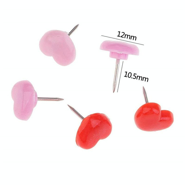 100pcs /Box 10.6x7.8x1.8cm Love Plastic Studs DIY Office School Colorful Pins(Transparent)