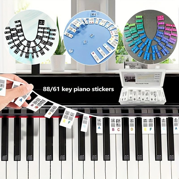 Silicone Piano Notes Guide Removable Piano Keyboard, Spec: 88 Keys White Bottom Color Text