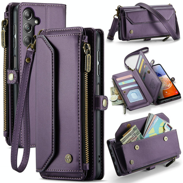 For Samsung Galaxy A14 5G / 4G CaseMe C36 Card Slots Zipper Wallet RFID Anti-theft Leather Phone Case(Purple)