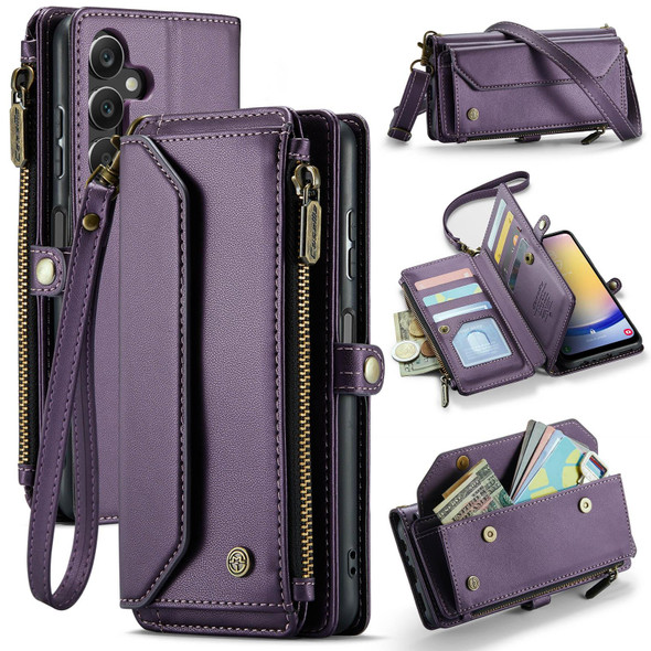 For Samsung Galaxy A25 CaseMe C36 Card Slots Zipper Wallet RFID Anti-theft Leather Phone Case(Purple)