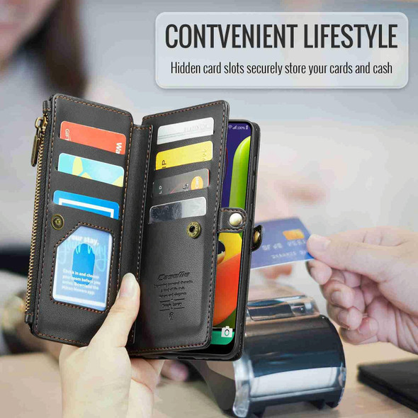 For Samsung Galaxy A30s / A50s / A50 CaseMe C36 Card Slots Zipper Wallet RFID Anti-theft Leather Phone Case(Black)