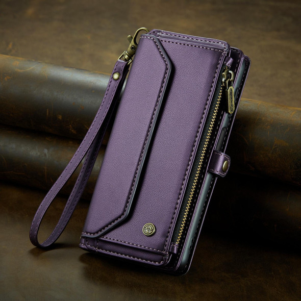 For Samsung Galaxy S20+ CaseMe C36 Card Slots Zipper Wallet RFID Anti-theft Leather Phone Case(Purple)