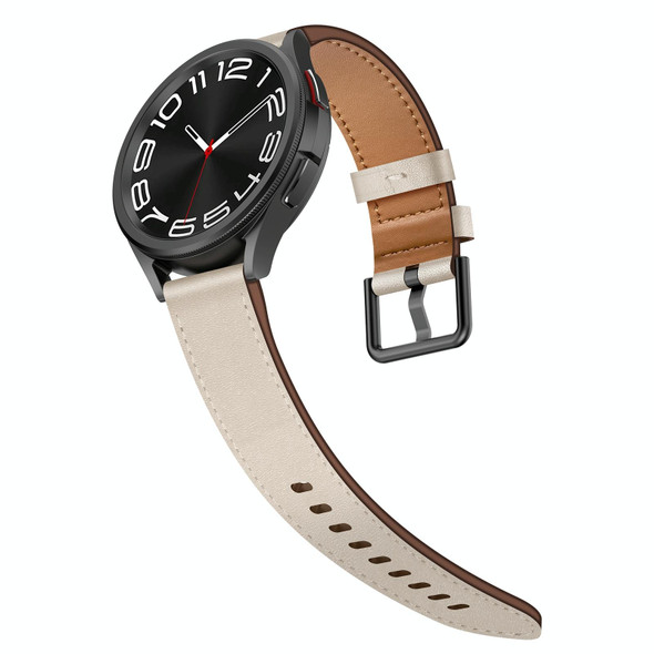 For Huawei Watch GT2 46mm 22mm SX Connector Metal Button Switch Leather Watch Band(Starlight)