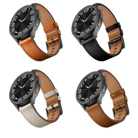 For Samsung Galaxy Watch 42mm 20mm SX Connector Metal Button Switch Leather Watch Band(Red Brown)