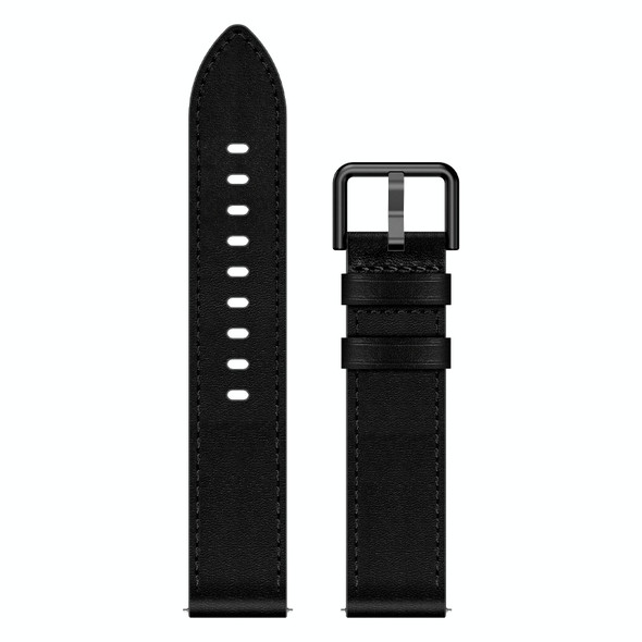 For Samsung Galaxy Watch 42mm 20mm SX Connector Metal Button Switch Leather Watch Band(Black)