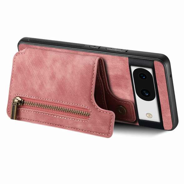 For Google Pixel 9 / 9 Pro Retro Leather Zipper Wallet Back Phone Case(Pink)