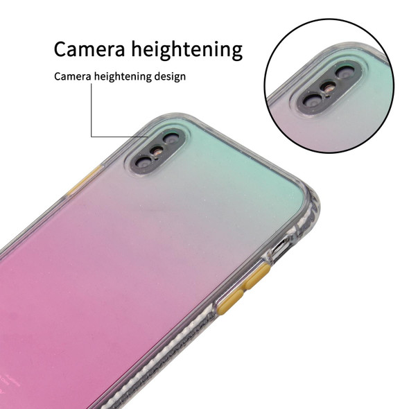 Gradient Shockproof TPU + Acrylic Case with Detachable Buttons - iPhone XR(Purple)