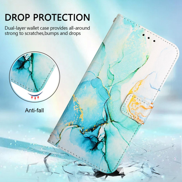 For Realme 10T / 10s / Realme 9i 5G India PT003 Marble Pattern Flip Leather Phone Case(Green)