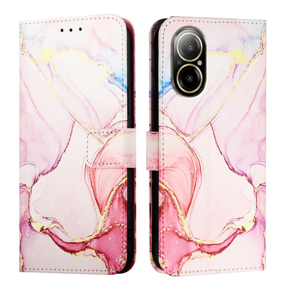 For Realme C67 4G Global PT003 Marble Pattern Flip Leather Phone Case(Rose Gold)