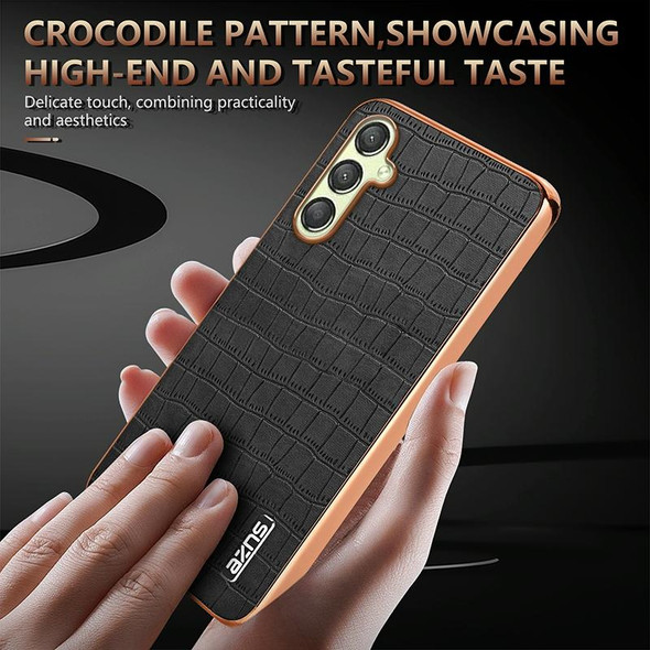 For Samsung Galaxy A14 AZNS Electroplated Frame Crocodile Texture Full Coverage Phone Case(Blue)