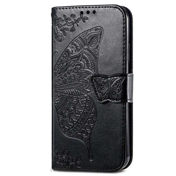 For Motorola moto Edge 50 Ultra Butterfly Love Flower Embossed Leather Phone Case(Black)