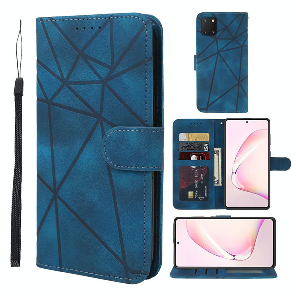 For Samsung Galaxy Note10 Lite Skin Feel Geometric Lines Leather Phone Case(Blue)