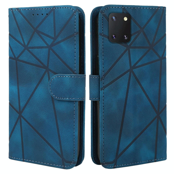 For Samsung Galaxy Note10 Lite Skin Feel Geometric Lines Leather Phone Case(Blue)