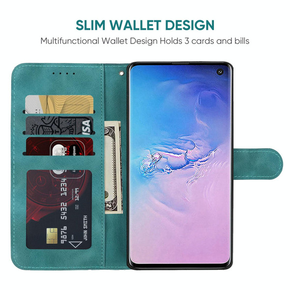 For Samsung Galaxy S10 Skin Feel Geometric Lines Leather Phone Case(Green)