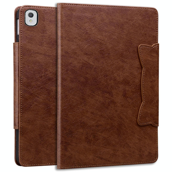 For iPad 9 10.2 2021 / 8 2020 / 7 2019 Cat Buckle Leather Smart Tablet Case(Brown)