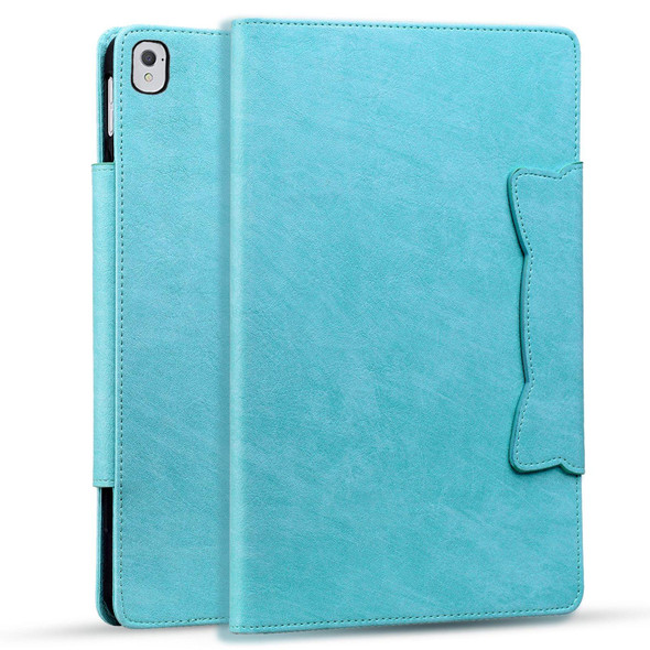 For iPad Air / Air 2 / 9.7 2017 / 2018 Cat Buckle Leather Smart Tablet Case(Sky Blue)