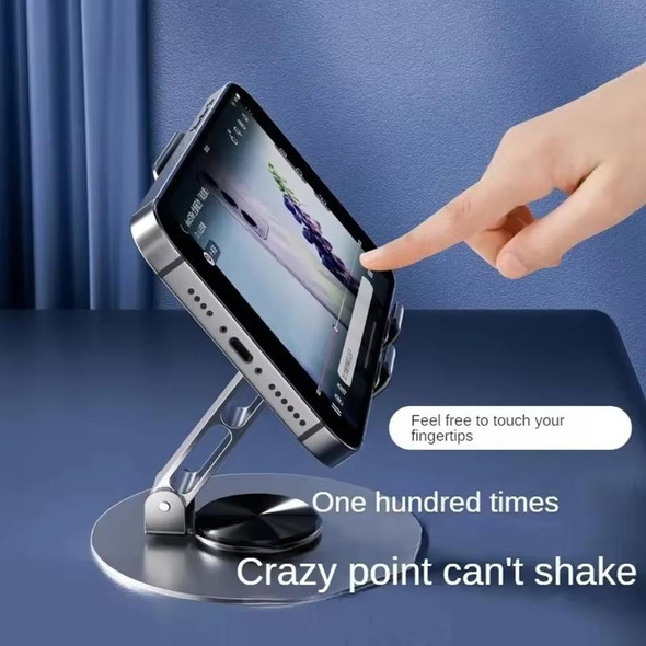 All-metal 360-degree Rotating Mobile Phone Holder Foldable Desktop Tablet Stand(Grey)