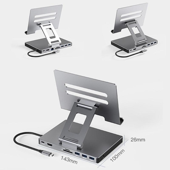 Blueendless 4K/60Hz Multifunctional Folding Tablet Type-C Docking Station Bracket, Spec: 8-in-1