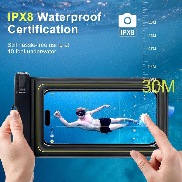 For 6.9-Inch Phone Outdoor Swimming Touch Screen Floating IPX8 30m Waterproof Bag(Black Green)