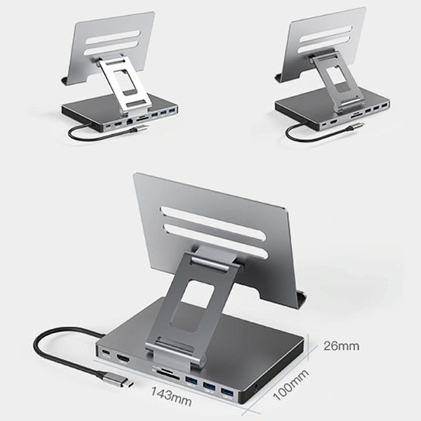 Blueendless 4K/60Hz Multifunctional Folding Tablet Type-C Docking Station Bracket, Spec: 8-in-1 Rotating