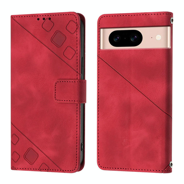 For Google Pixel 8a Skin-feel Embossed Leather Phone Case(Red)