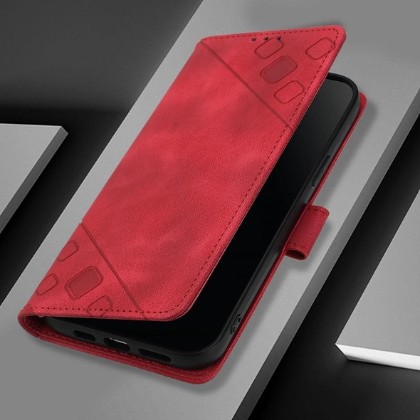 For Google Pixel 5 Skin-feel Embossed Leather Phone Case(Red)