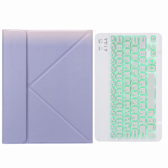 H-102S Monochrome Backlight Bluetooth Keyboard Leather Case with Rear Three-fold Holder - iPad 10.2 2020 & 2019 / Pro 10.5 inch(Purple)