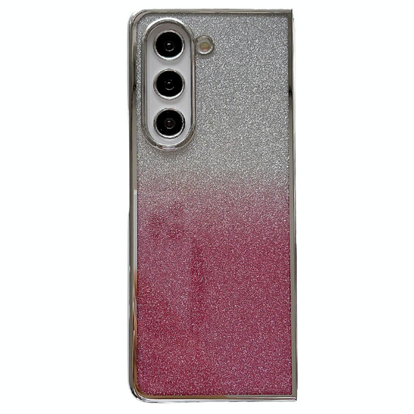 For Samsung Galaxy Z Fold6 Electroplating Frame + Glitter Paper Full Coverage Phone Case(Pink)