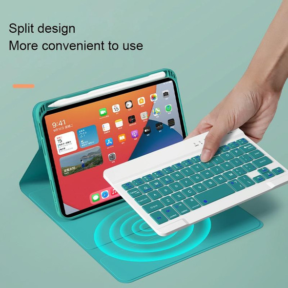 HK006D Square Keys Detachable Bluetooth Solid Color Keyboard Leather Tablet Case with Colorful Backlight & Holder for iPad mini 6(Mint Green)