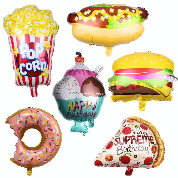 5 PCS Pizza Hot Dog Popcorn Donut Burger Aluminum Film Balloon Birthday Party Decoration Balloon(C)