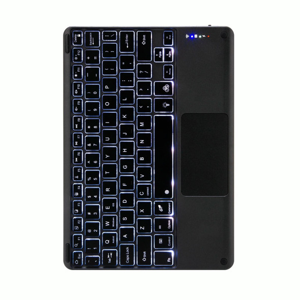 H-102CS Touch Backlight Bluetooth Keyboard Leather Case with Rear Three-fold Holder - iPad 10.2 2020 & 2019 / Pro 10.5 inch(Dark Night Green)