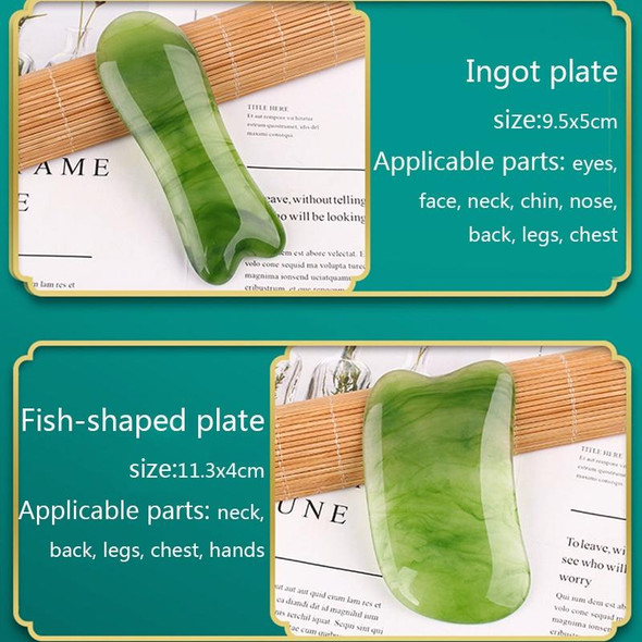 10 PCS Resin Scraping Sheet Massage Facial Tendon Stick Beauty Salon Shave Board Acupuncture Pen, Color Classification: Emerald Green Ingot Board