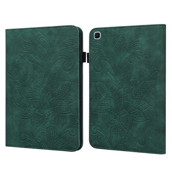 Lace Flower Embossing Pattern Horizontal Flip Leather Case with Holder & Card Slots & Wallet & Photo Frame & Sleep / Wake-up Function - Samsung Galaxy Tab S6 Lite SM-P610/SM-P615(Green)