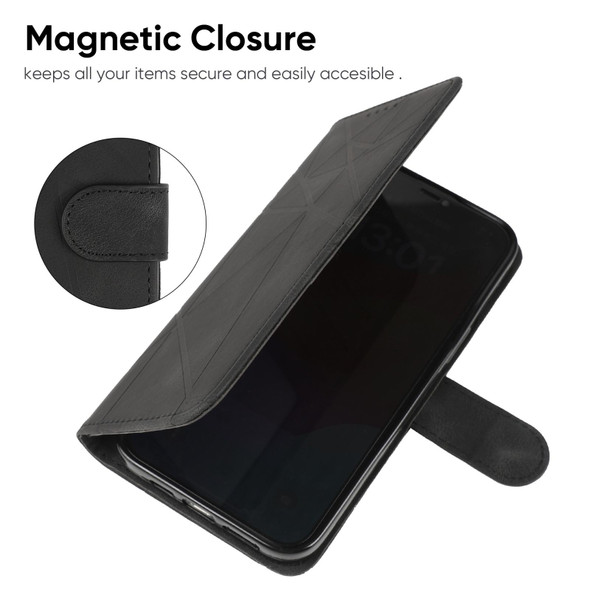 For Google Pixel 7 Pro Skin Feel Geometric Lines Leather Phone Case(Black)