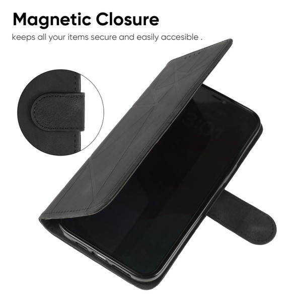 For Google Pixel 9 / 9 Pro Skin Feel Geometric Lines Leather Phone Case(Black)