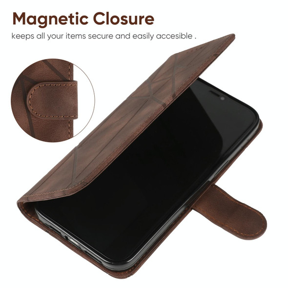 For Google Pixel 4 Skin Feel Geometric Lines Leather Phone Case(Brown)