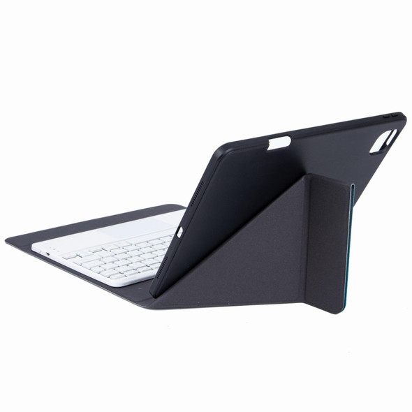 H-097CS Touch Backlight Bluetooth Keyboard Leather Case with Rear Three-fold Holder - iPad 9.7 2018 & 2017(Rainbow)