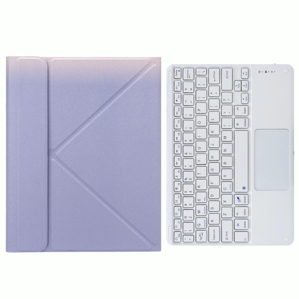 H-102C Touch Bluetooth Keyboard Leather Case with Rear Three-fold Holder - iPad 10.2 2020 & 2019 / Pro 10.5 inch(Purple)