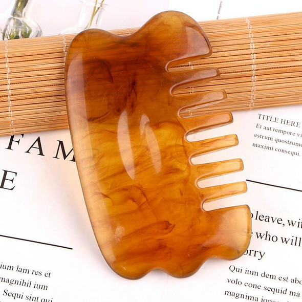 10 PCS Resin Scraping Sheet Massage Facial Tendon Stick Beauty Salon Shave Board Acupuncture Pen, Color Classification: Amber Meridiary Comb