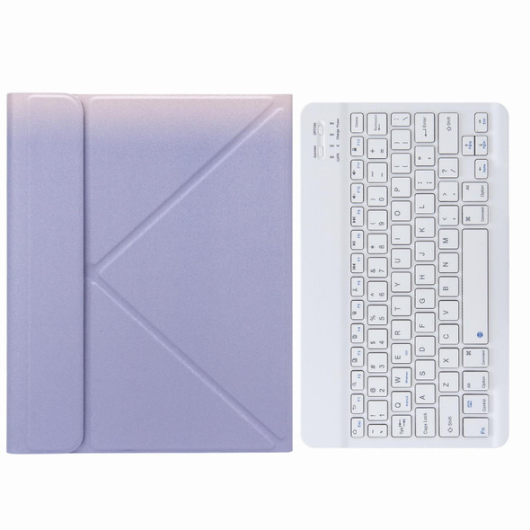 H-097 Bluetooth Keyboard Leather Case with Rear Three-fold Holder - iPad 9.7 2018 & 2017(Purple)