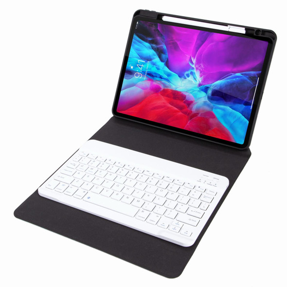 H-097 Bluetooth Keyboard Leather Case with Rear Three-fold Holder - iPad 9.7 2018 & 2017(Purple)