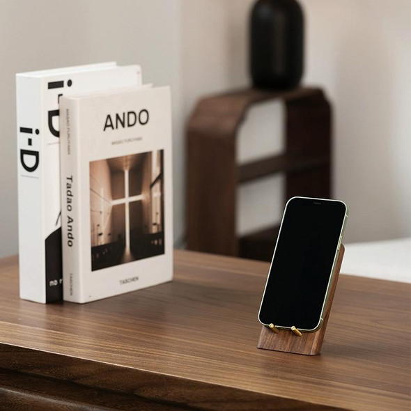 Wooden Desktop Mobile Phone Holder Simple Black Walnut Smartphone Stand