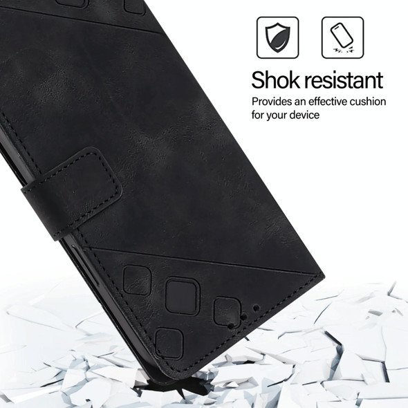 For OPPO A15 / A15s / A35 2021 Skin-feel Embossed Leather Phone Case(Black)